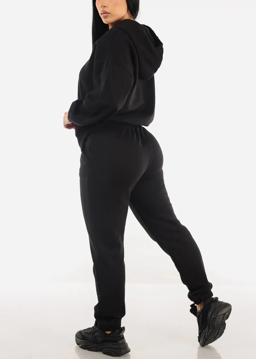 Black Drawstring Waist Fleece Jogger Pants sold by Moda product image thumbnail 5