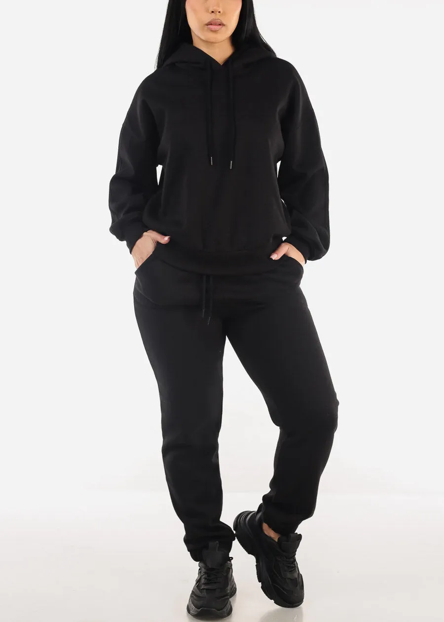 Black Drawstring Waist Fleece Jogger Pants sold by Moda product image thumbnail 2