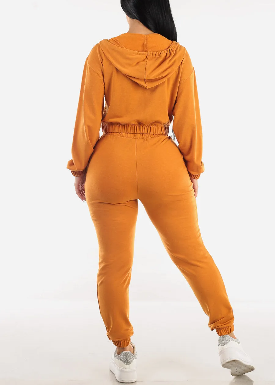 Cropped Zip Up Hoodie & Jogger Pants Tangerine (2 PCE SET) sold by Moda product image thumbnail 3