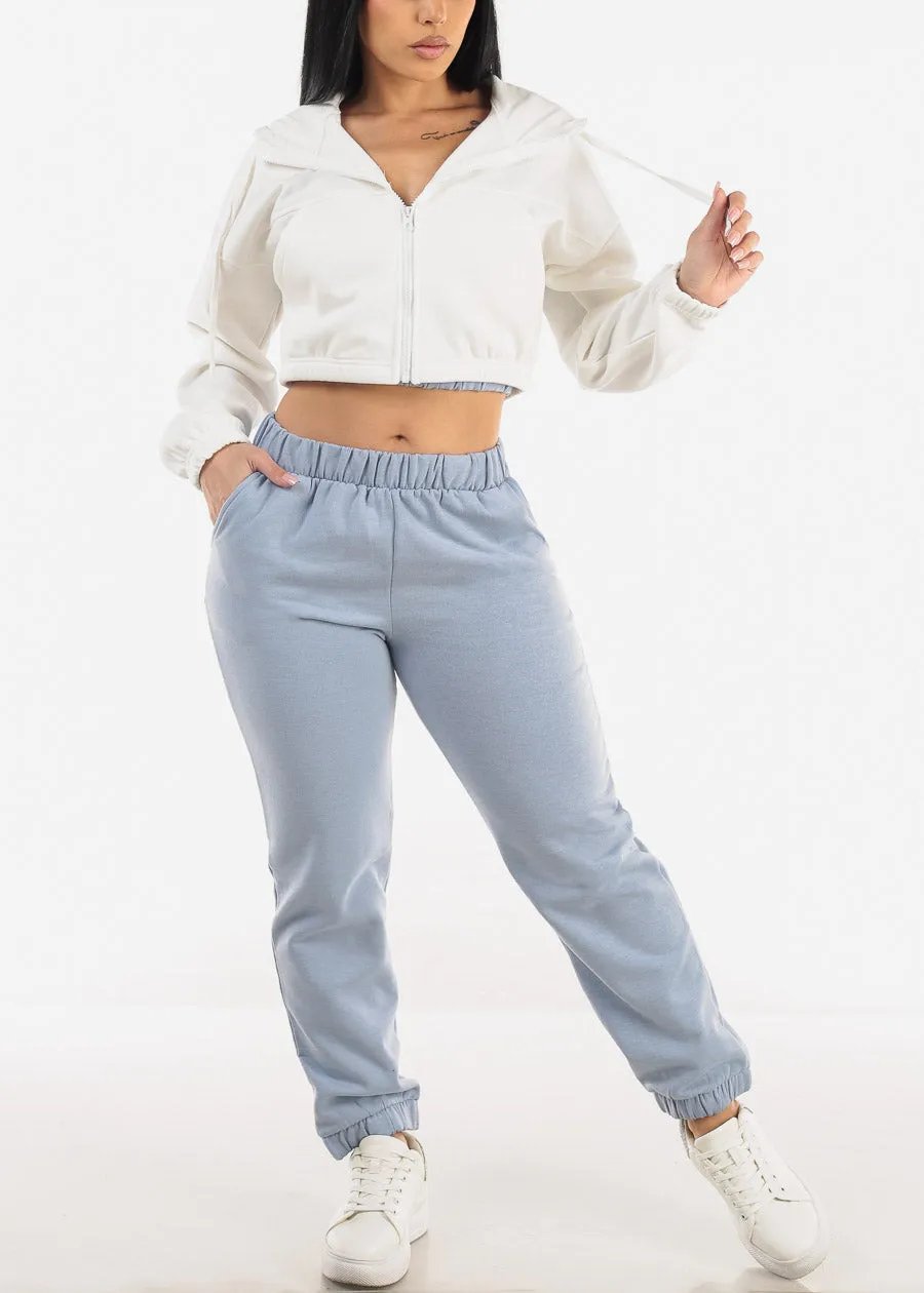 Sleeveless Fleece Crop Top & Jogger Pants Dusty Blue (2 PCE SET) sold by Moda product image thumbnail 2