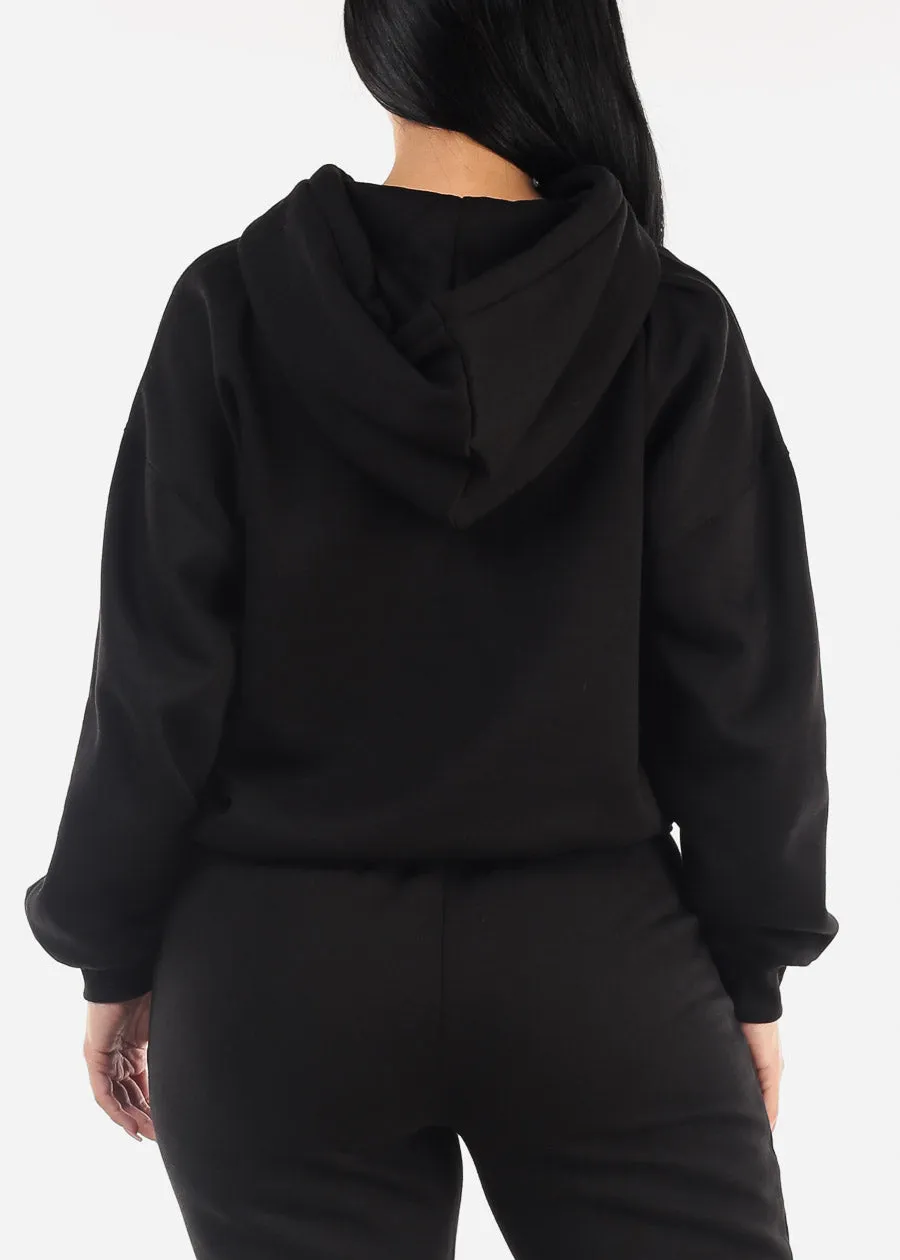 Black Long Sleeve Relaxed Fit Fleece Pullover Hoodie sold by Moda product image thumbnail 4