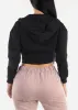 Black Fleece Zip Up Cropped Hoodie sold by Moda