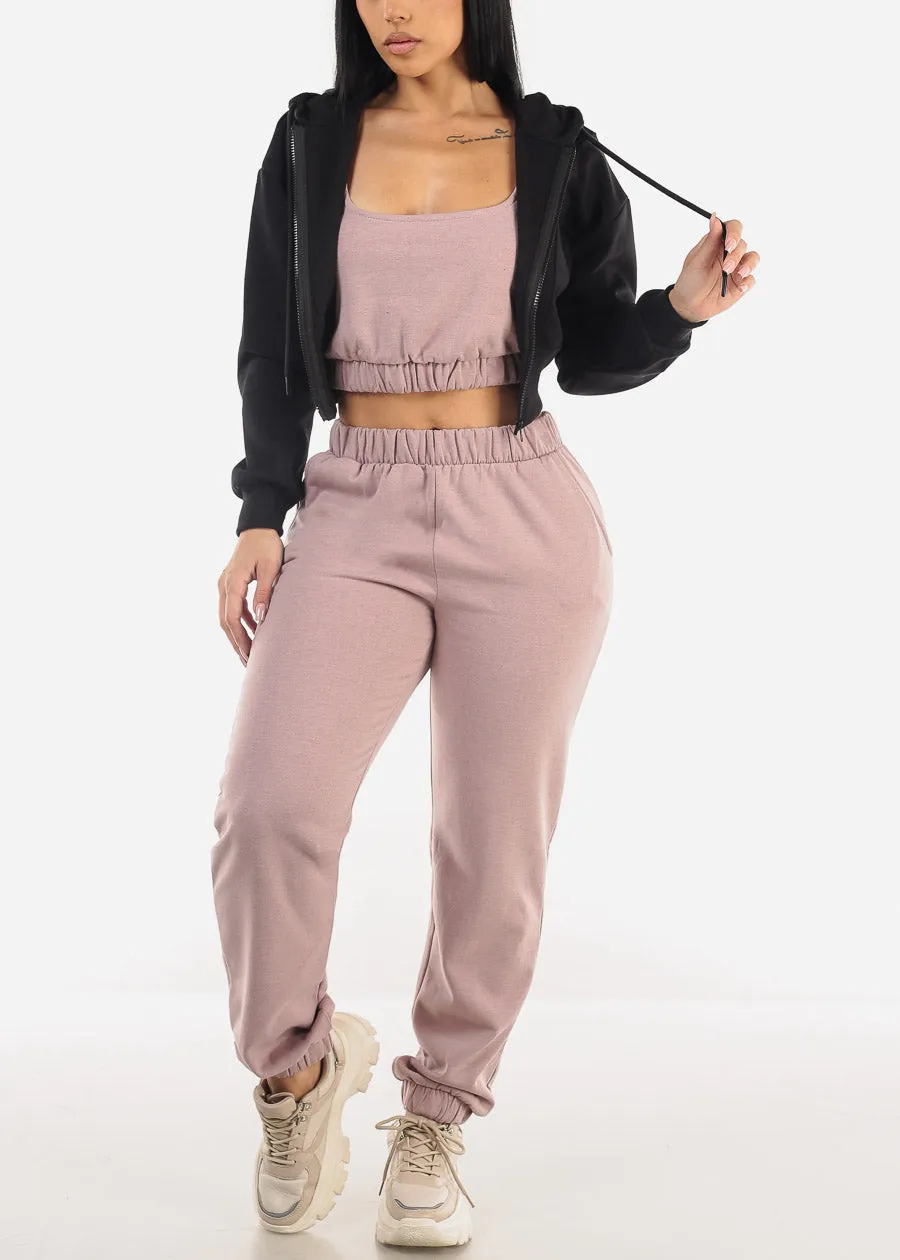 Sleeveless Fleece Crop Top & Jogger Pants Lilac (2 PCE SET) sold by Moda product image thumbnail 2