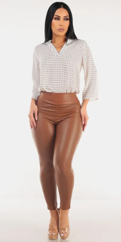 Printed Pleather Skinnies Look sold by Moda