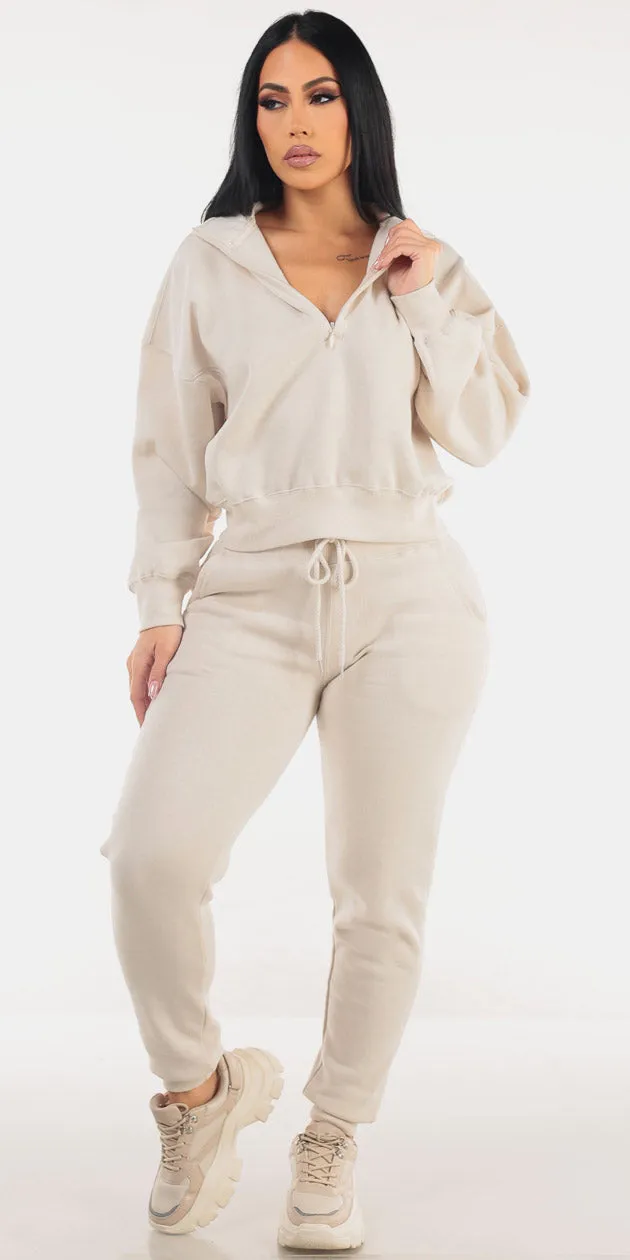 Cream Fleece Jogger Look sold by Moda