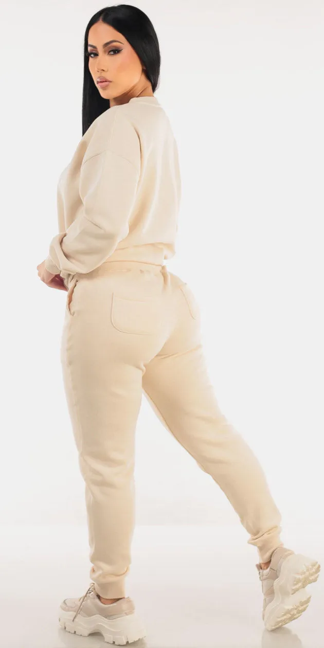 Beige Fleece Jogger Look sold by Moda product image thumbnail 2
