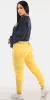 Navy Fleece Yellow Joggers Look sold by Moda