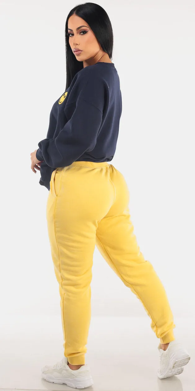 Navy Fleece Yellow Joggers Look sold by Moda product image thumbnail 2