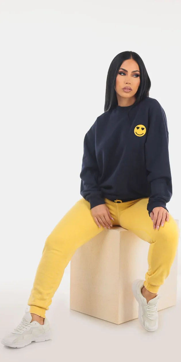 Navy Fleece Yellow Joggers Look sold by Moda product image thumbnail 3