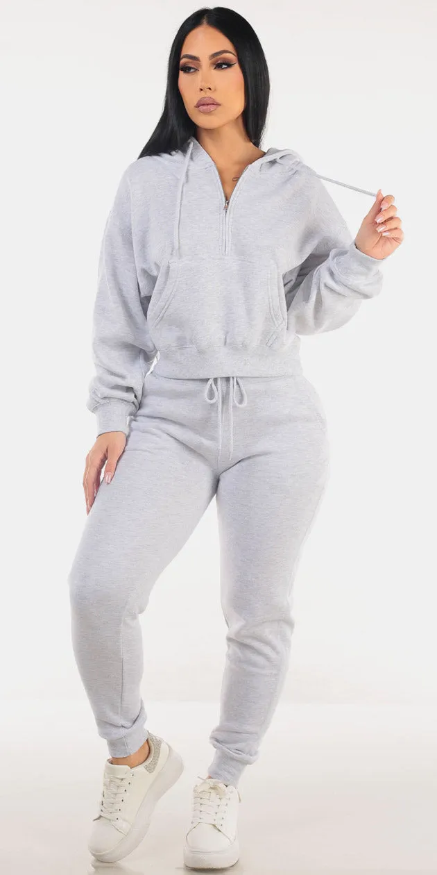 Zip Up Grey Jogger Outfit sold by Moda