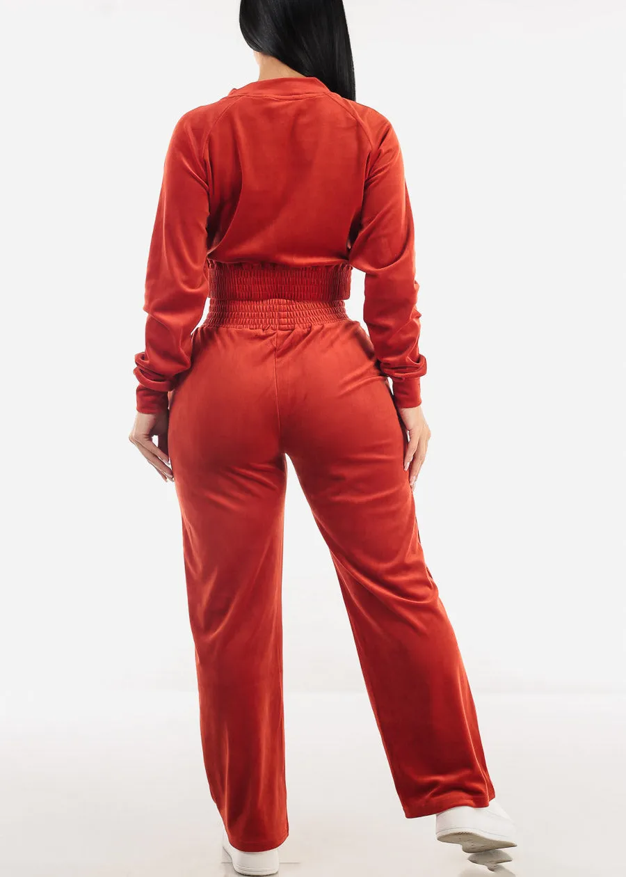 Velvet Zip Up Tracksuit Red (2 PCE SET) sold by Moda product image thumbnail 3