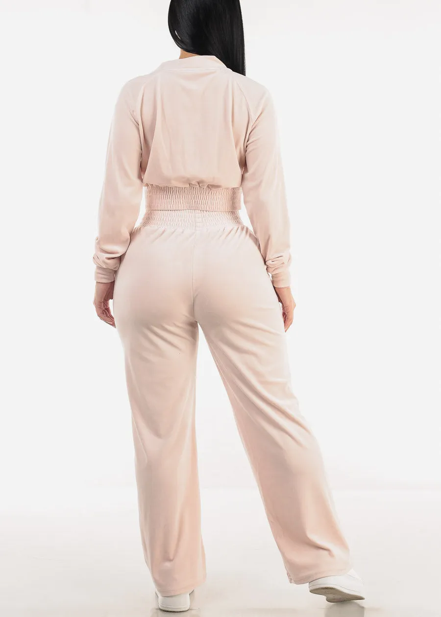 Velvet Zip Up Tracksuit Light Pink (2 PCE SET) sold by Moda product image thumbnail 3