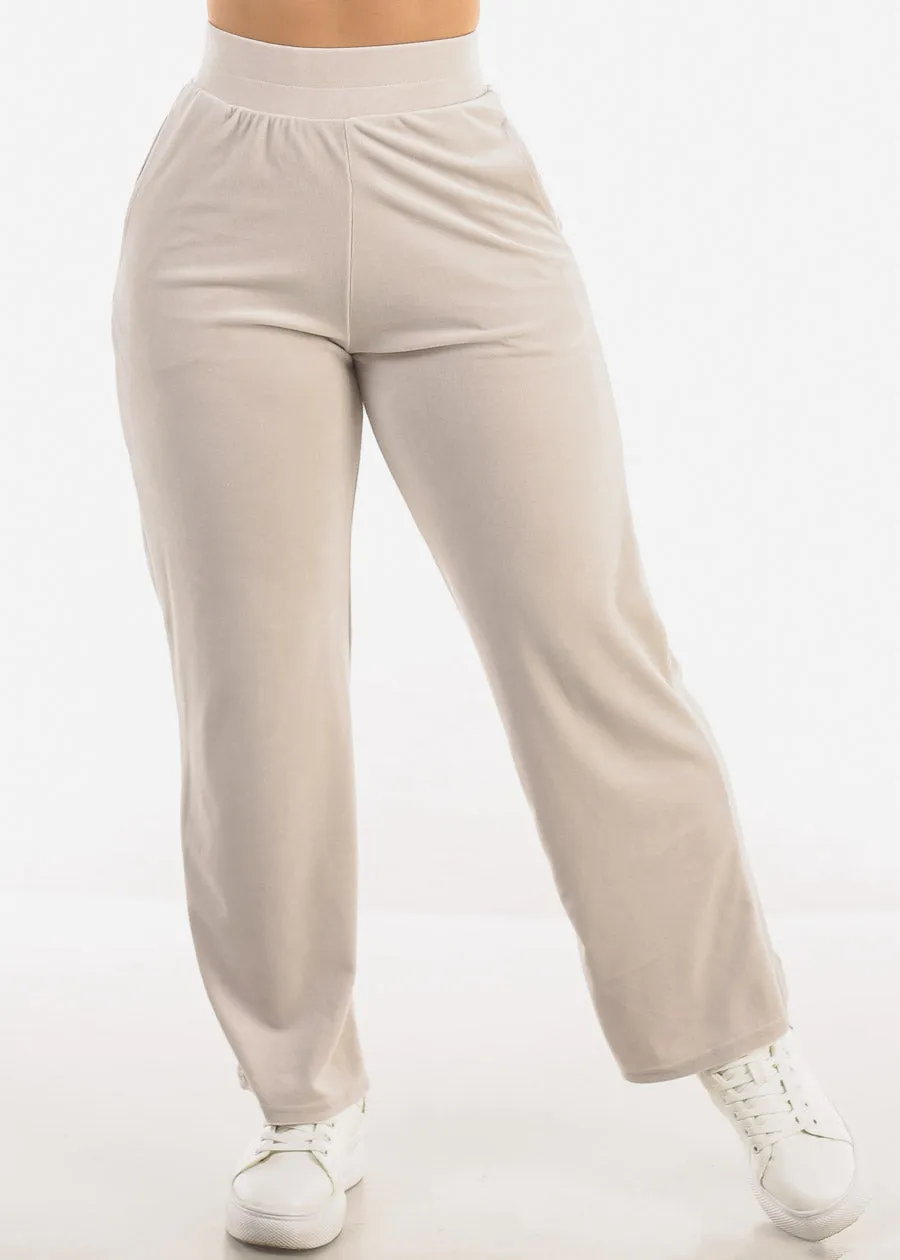 Hooded Zip Up Velvet Tracksuit Beige (2 PCE SET) sold by Moda product image thumbnail 4