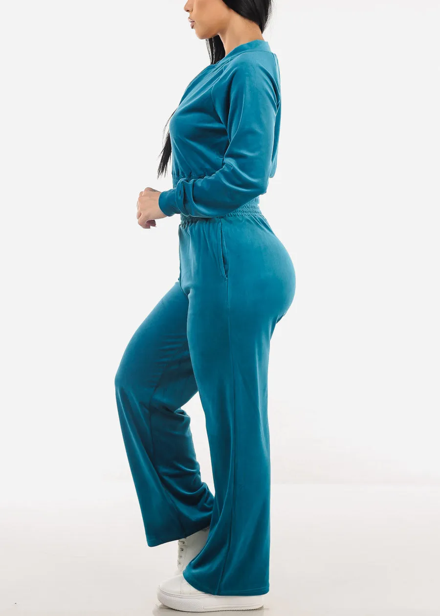 Velvet Zip Up Tracksuit Blue (2 PCE SET) sold by Moda product image thumbnail 2