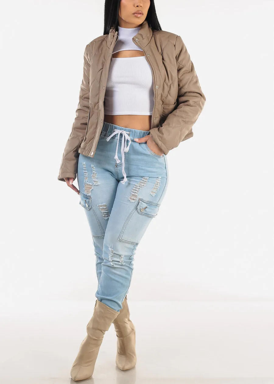 Long Sleeve White Mock Neck Cut Out Crop Top sold by Moda product image thumbnail 2