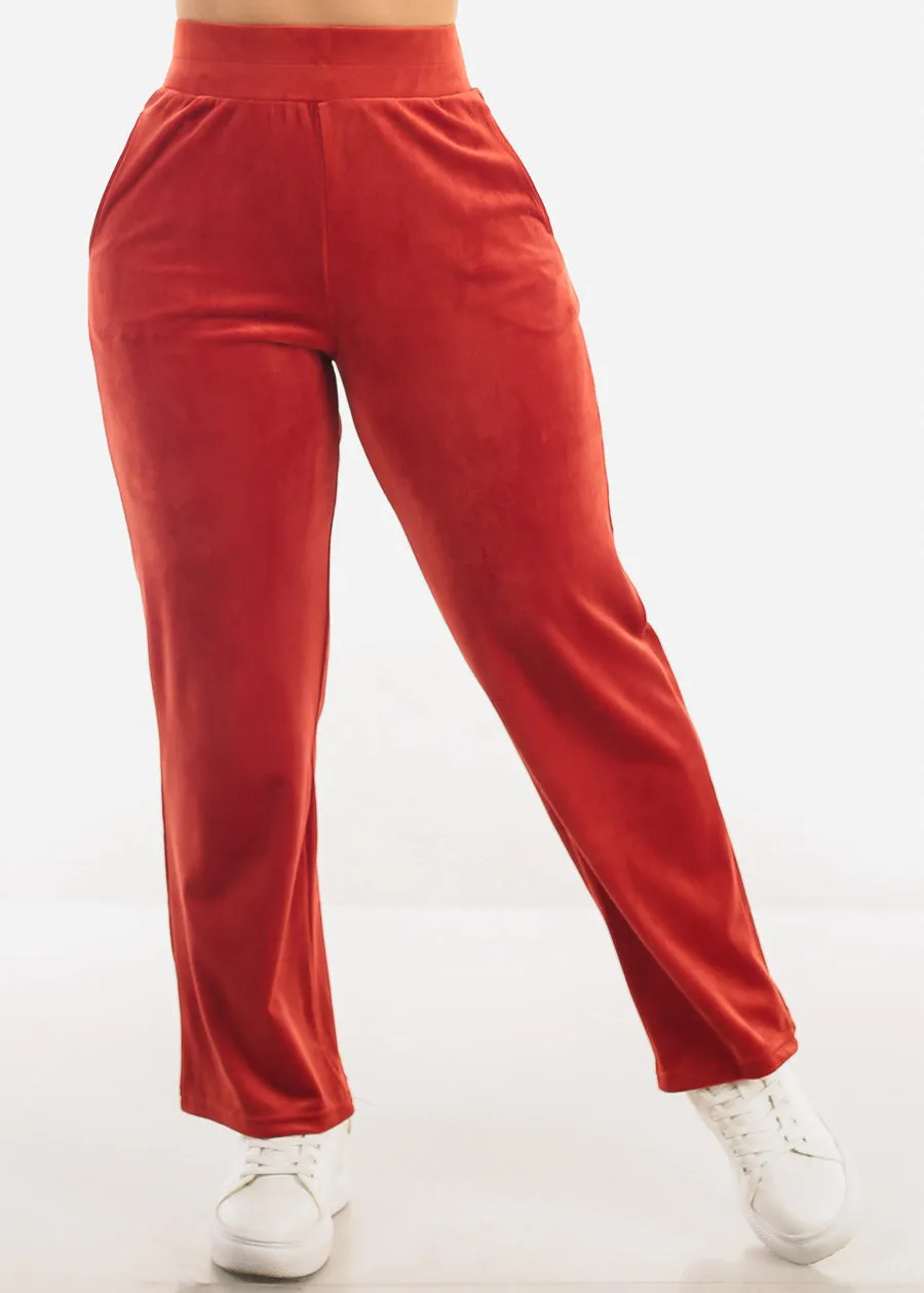 Hooded Zip Up Velvet Tracksuit Red (2 PCE SET) sold by Moda product image thumbnail 5