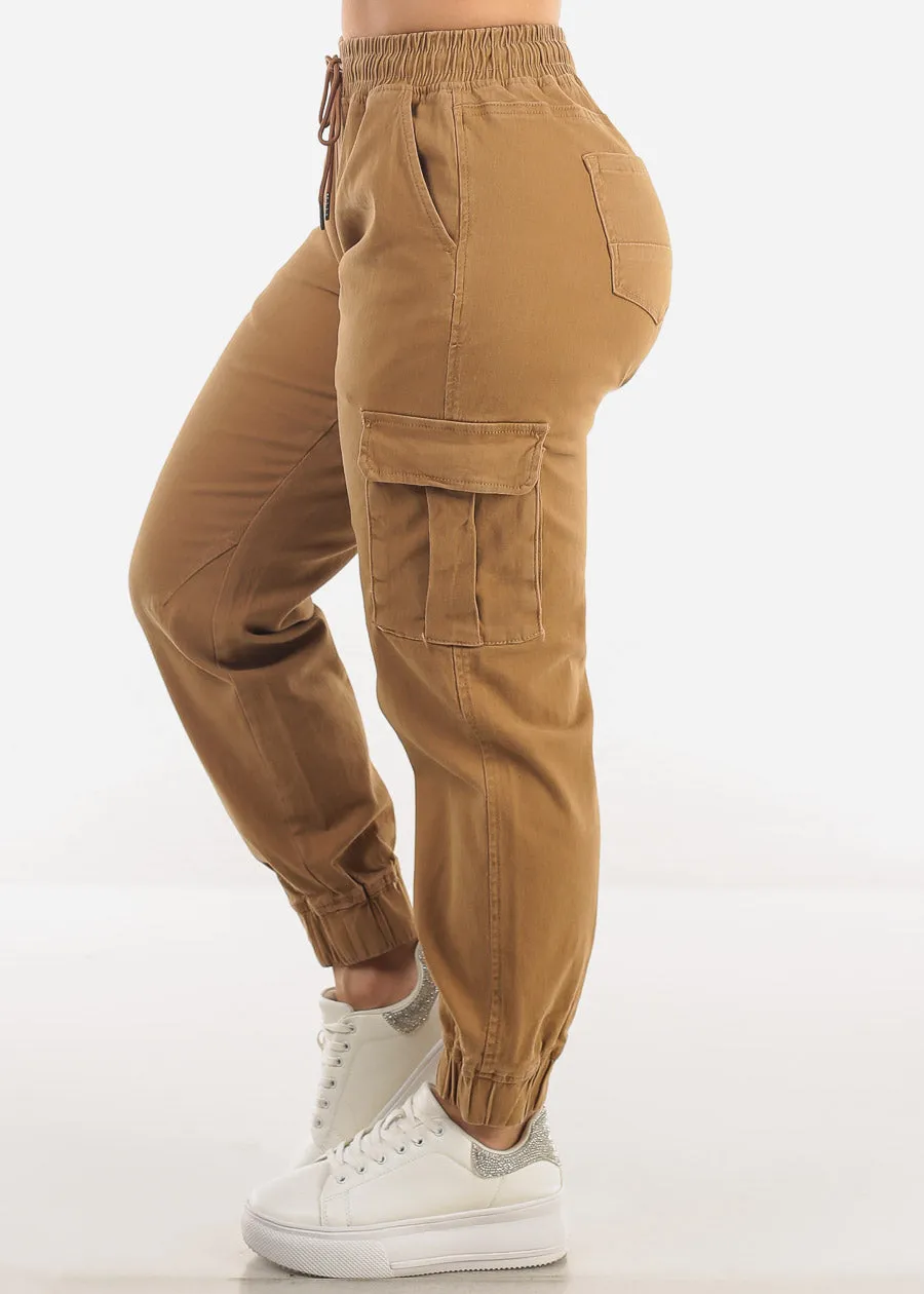 High Waist Hyper Stretch Cuffed Cargo Jogger Pants Khaki sold by Moda product image thumbnail 4