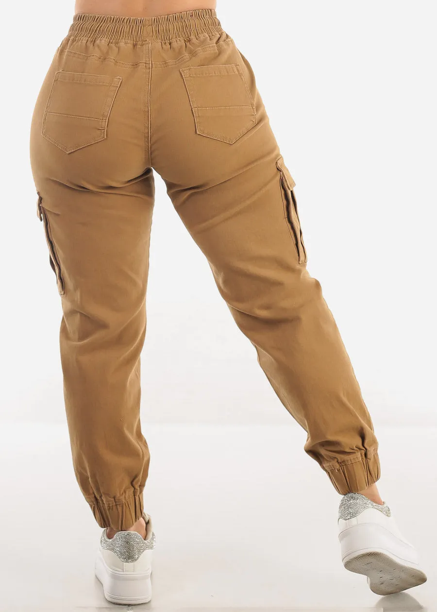 High Waist Hyper Stretch Cuffed Cargo Jogger Pants Khaki sold by Moda product image thumbnail 5