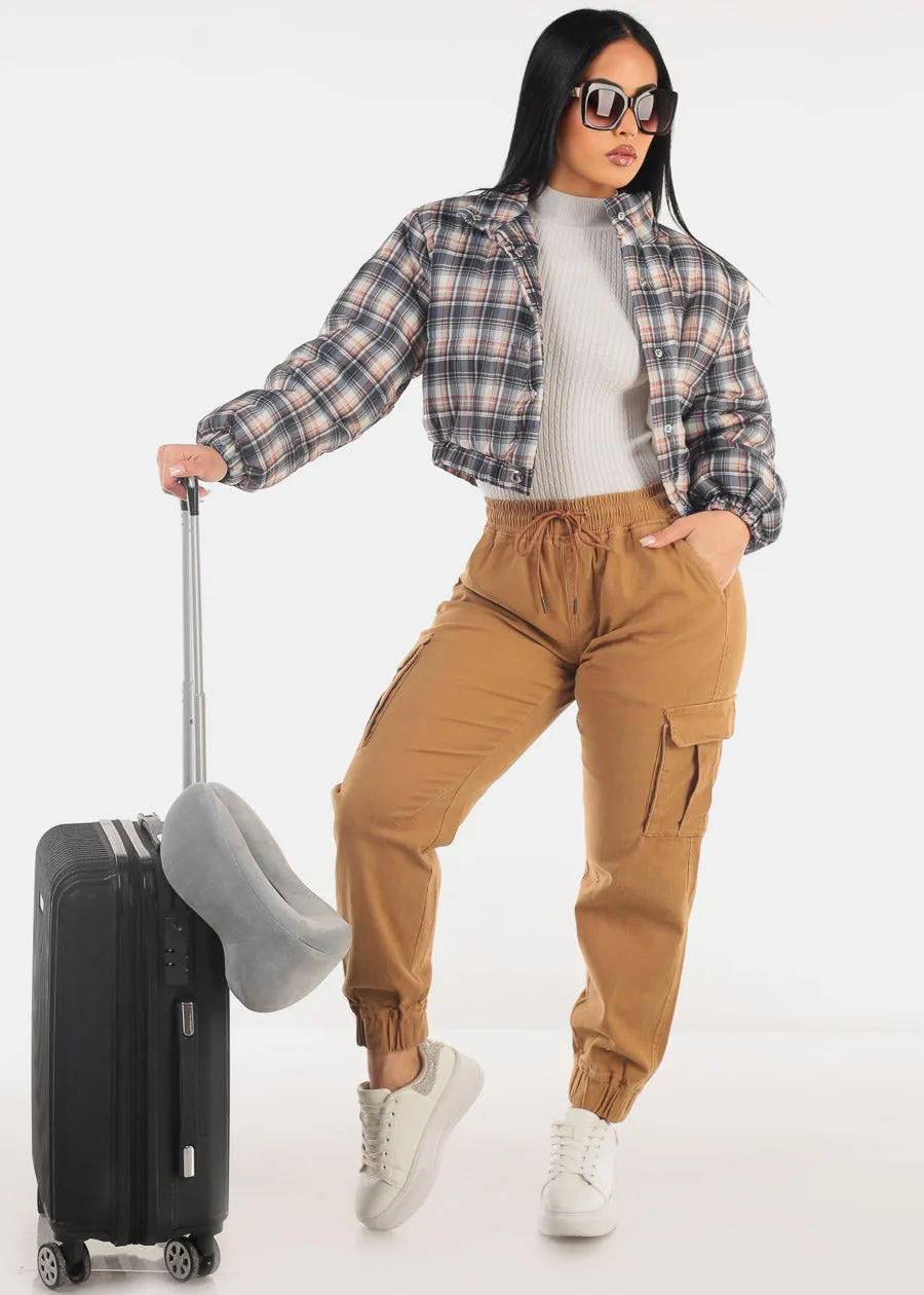 High Waist Hyper Stretch Cuffed Cargo Jogger Pants Khaki sold by Moda product image thumbnail 2