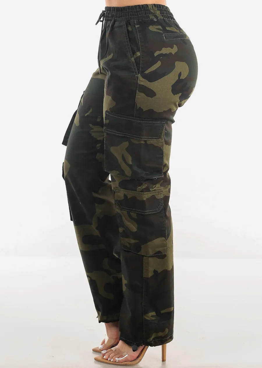 High Drawstring Waist Camouflage Cargo Pants sold by Moda product image thumbnail 3