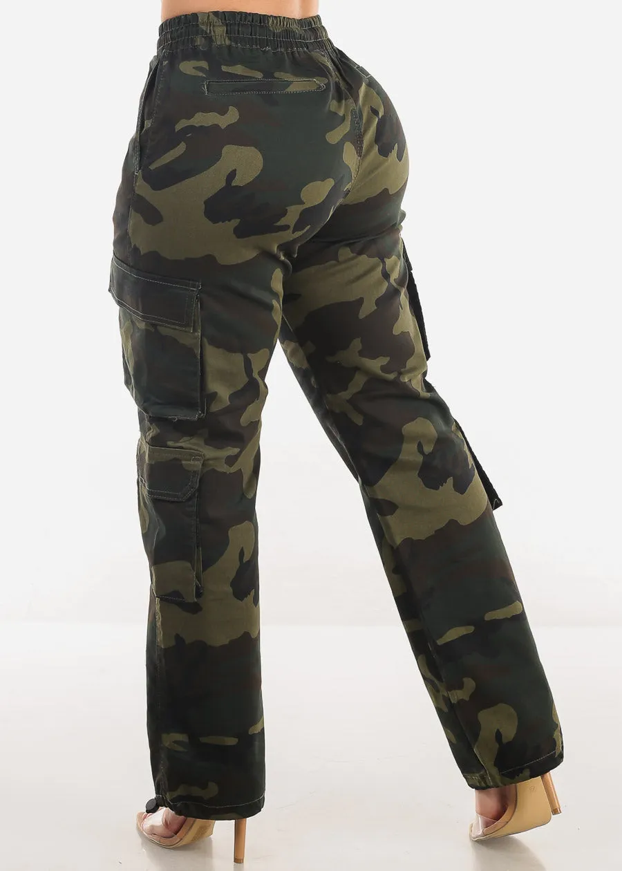 High Drawstring Waist Camouflage Cargo Pants sold by Moda product image thumbnail 4