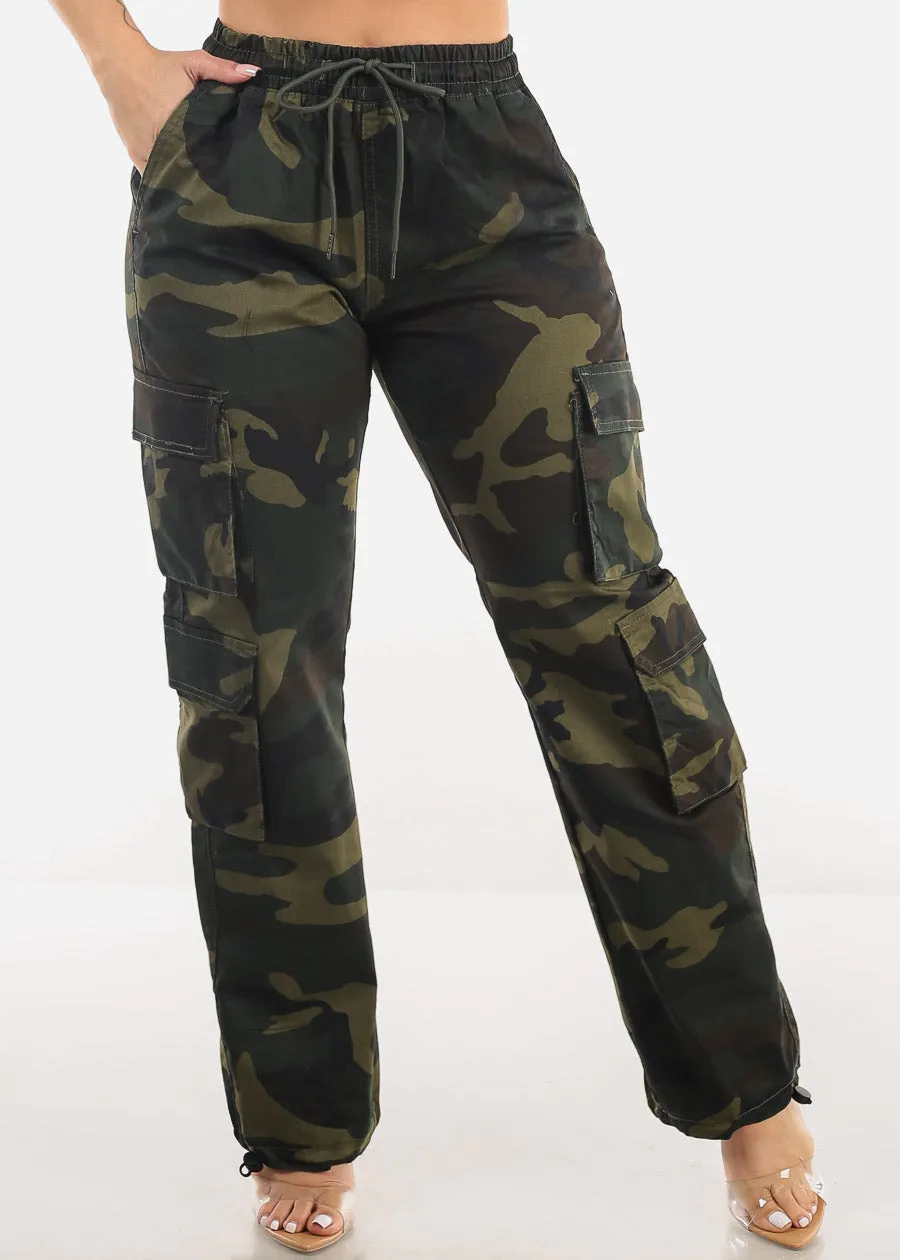 High Drawstring Waist Camouflage Cargo Pants sold by Moda