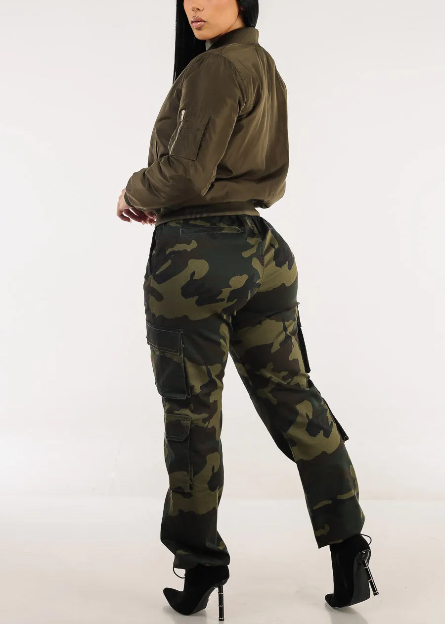 High Drawstring Waist Camouflage Cargo Pants sold by Moda product image thumbnail 5