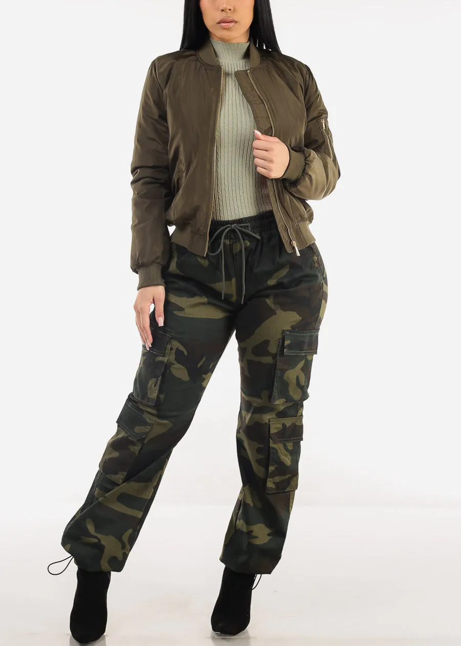 High Drawstring Waist Camouflage Cargo Pants sold by Moda product image thumbnail 2