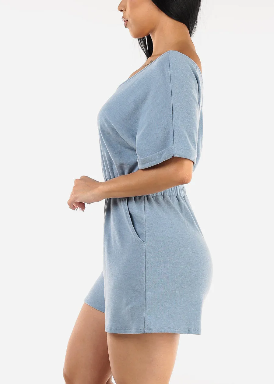 Vneck Casual Romper Light Blue w Pockets sold by Moda product image thumbnail 3