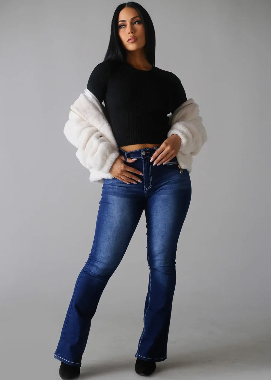 White Long Sleeve Zip Up Faux Fur Collared Jacket sold by Moda product image thumbnail 2