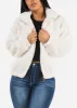 White Long Sleeve Zip Up Faux Fur Collared Jacket sold by Moda