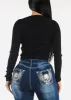 Long Sleeve Black Ribbed Sweater Top sold by Moda