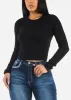 Long Sleeve Black Ribbed Sweater Top sold by Moda