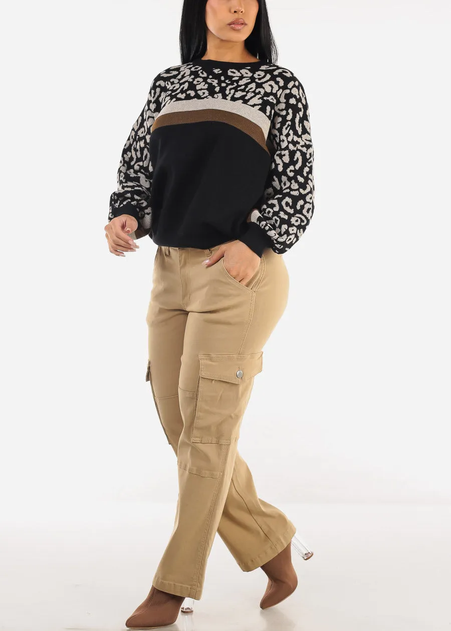 Round Neck Long Sleeve Animal Print Black Sweater sold by Moda product image thumbnail 2