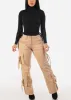 Long Sleeve Black Turtleneck Side Ruched Sweater Top sold by Moda