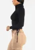 Long Sleeve Black Turtleneck Side Ruched Sweater Top sold by Moda