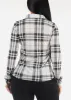 Long Sleeve Button Up Plaid Blouse Ivory & Black sold by Moda