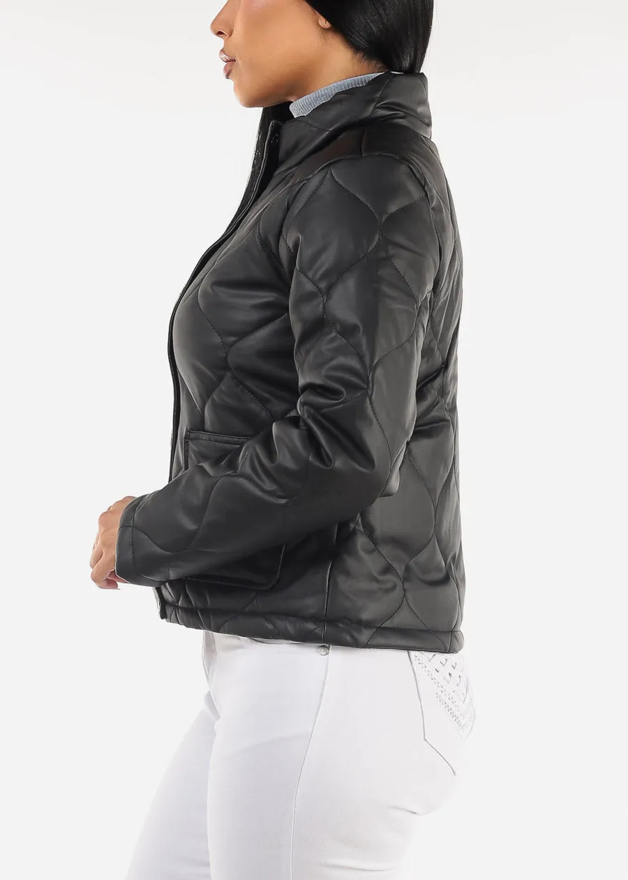 Mock Neck Quilted Puffer Jacket Black sold by Moda product image thumbnail 3