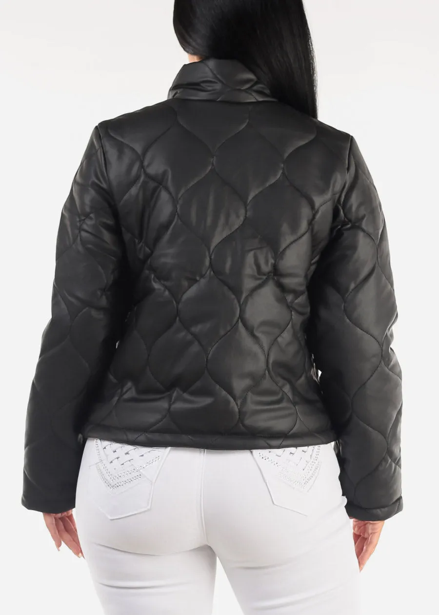 Mock Neck Quilted Puffer Jacket Black sold by Moda product image thumbnail 4