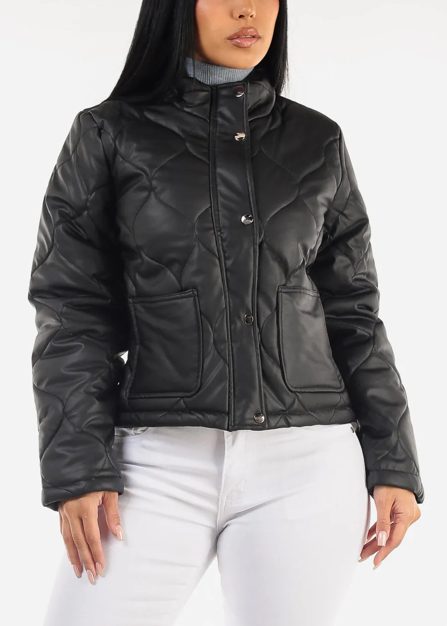 Mock Neck Quilted Puffer Jacket Black sold by Moda product image thumbnail 5