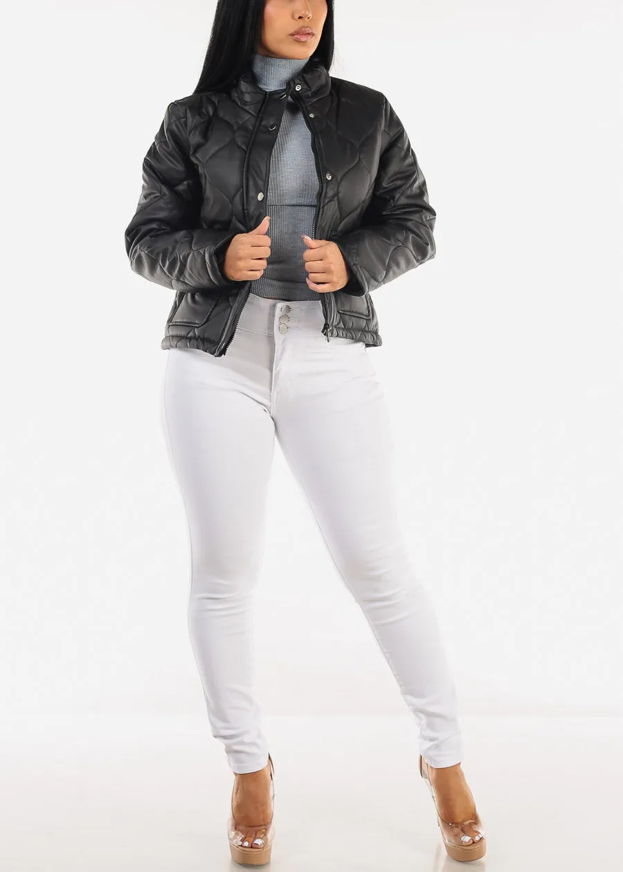 Mock Neck Quilted Puffer Jacket Black sold by Moda product image thumbnail 2