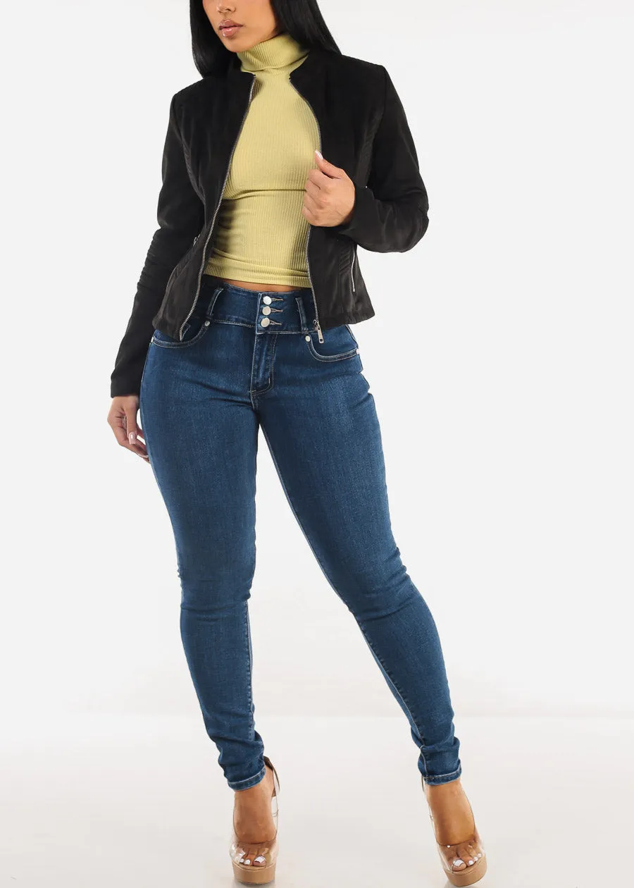 Long Sleeve Turtleneck Side Ruched Sweater Top Light Green sold by Moda product image thumbnail 2