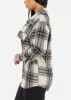 Oversized Plaid Button Down Shacket Ivory & Black sold by Moda