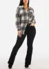 Oversized Plaid Button Down Shacket Ivory & Black sold by Moda