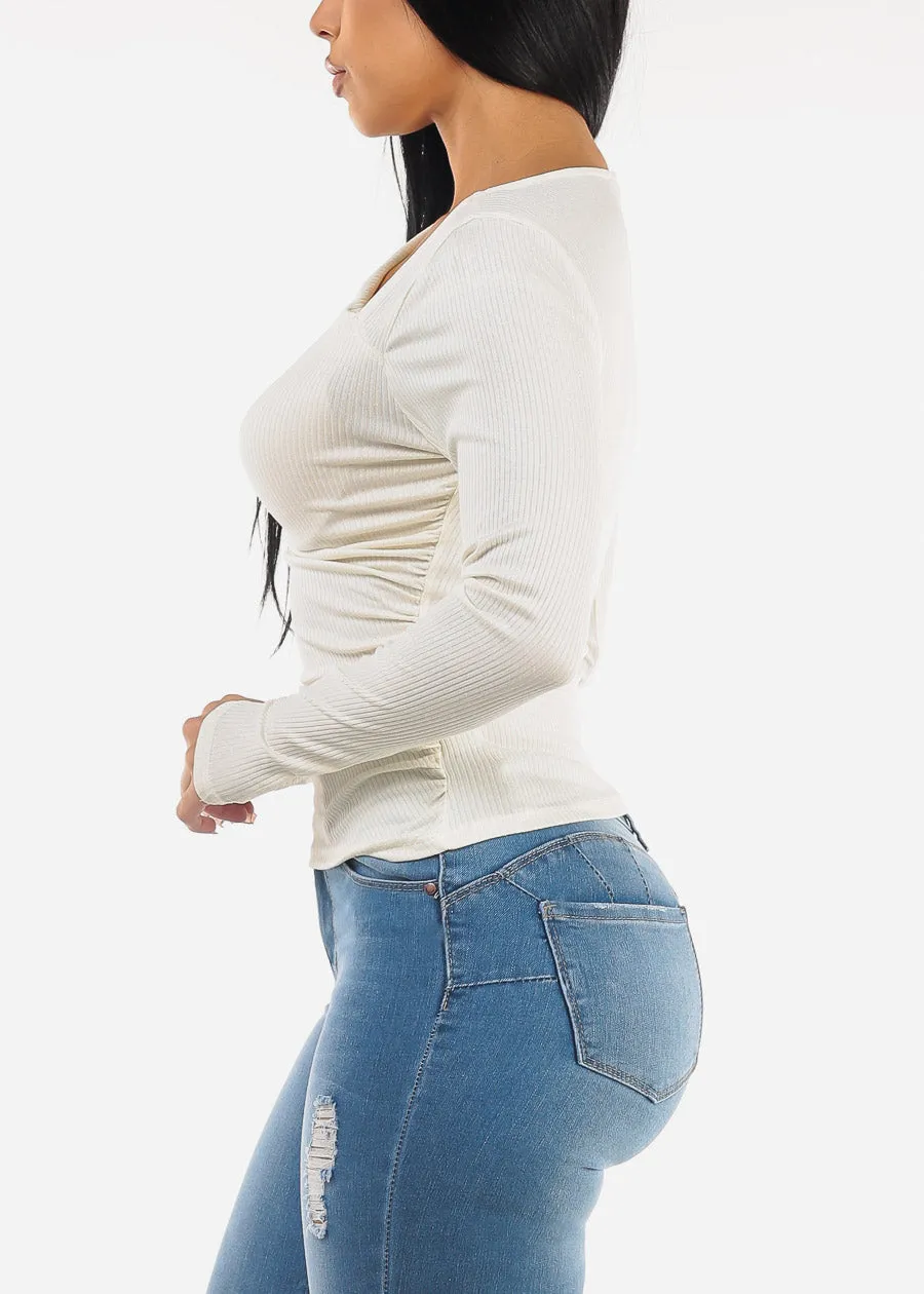 Asymmetrical Neckline Glittery Blouse Ivory sold by Moda product image thumbnail 3