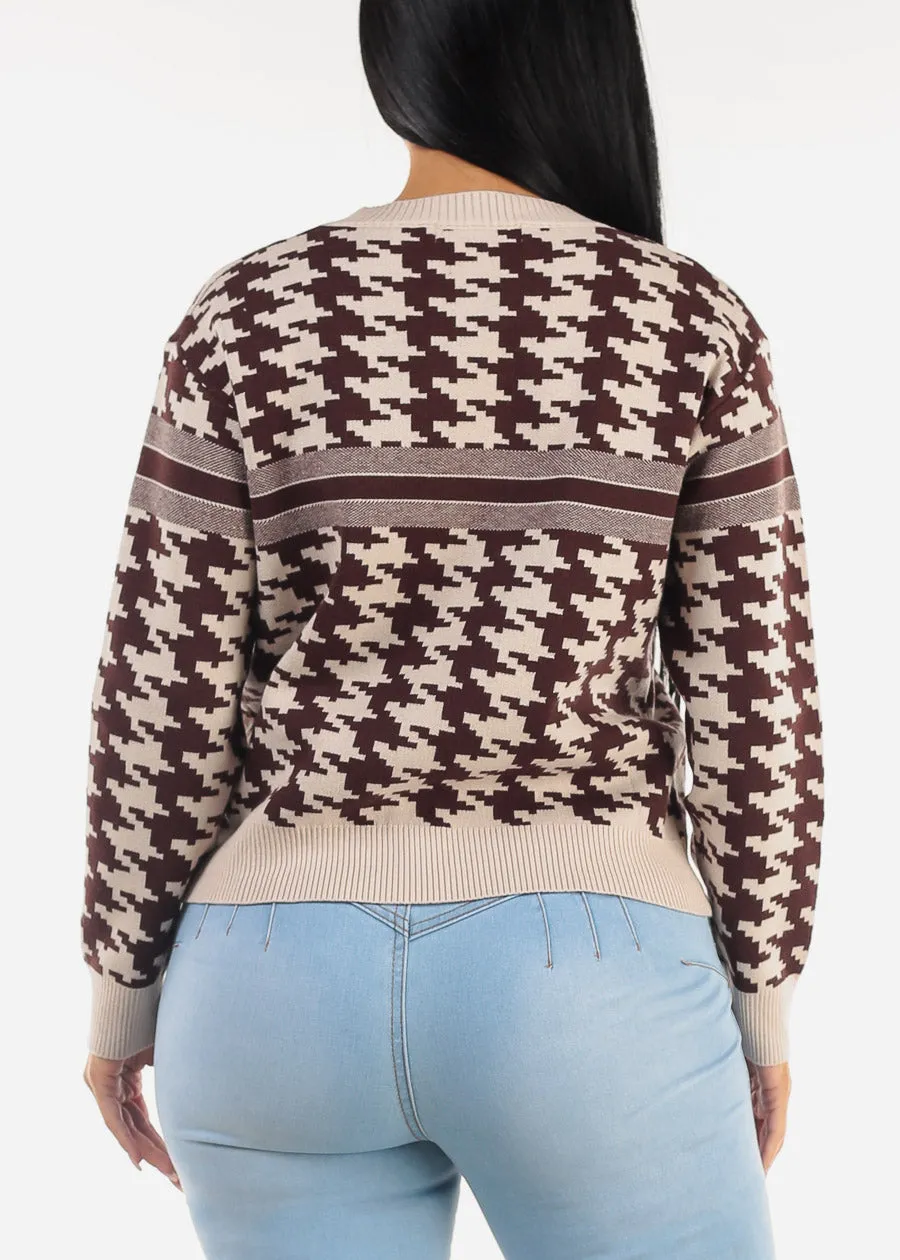Round Neck Long Sleeve Printed Sweater Taupe sold by Moda product image thumbnail 4