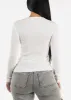 White Long Sleeve Vneck Ribbed Sweater sold by Moda