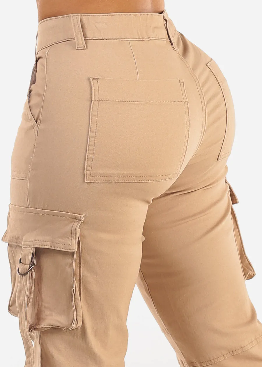 Butt Lift High Waist Straight Wide Leg Cargo Jeans Khaki sold by Moda product image thumbnail 5
