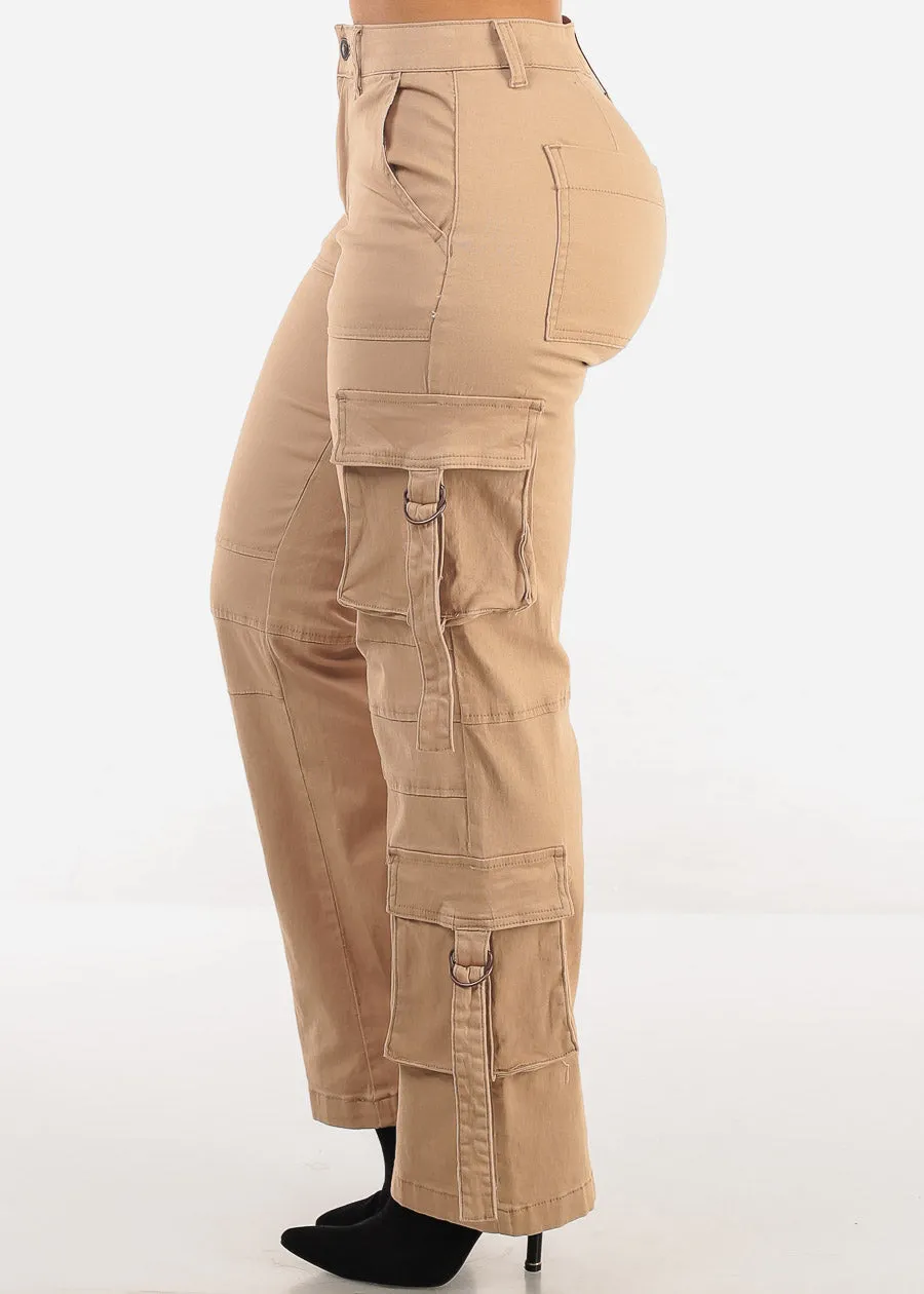 Butt Lift High Waist Straight Wide Leg Cargo Jeans Khaki sold by Moda product image thumbnail 3