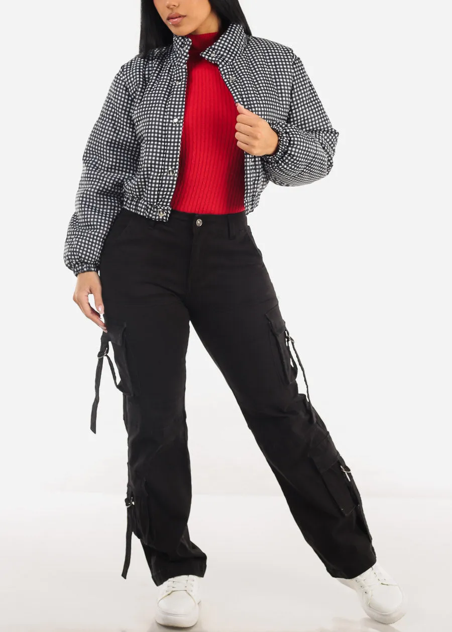 Butt Lift High Waist Straight Wide Leg Cargo Jeans Black sold by Moda product image thumbnail 2